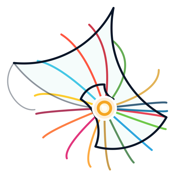 SADAF Foundation logo mark: a mother-of-pearl shell with 17 SDG-coloured rays